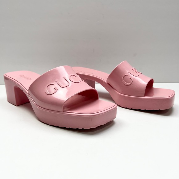 Gucci Pink Platform Slides with Chunky Sole - Picture 2 of 12